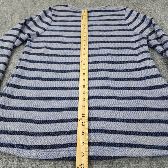Soft Surroundings Sweater Womens Petite Large Blue Stripe Floral Embroidered Top - Picture 6 of 16